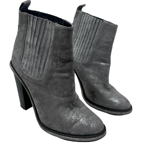 Opening Ceremony Boho Metallic Leather Ankle Boot Gray Western Revival Sz 39 US7 - Picture 11 of 15